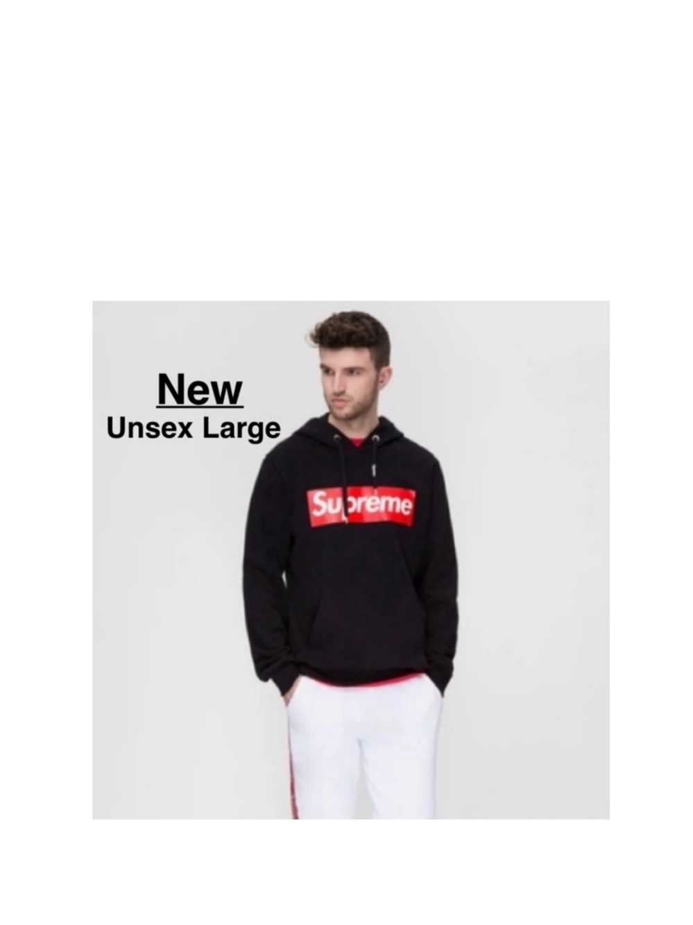 New Supreme black Men Red Box Hoodie Size Large with tags⭐️⭐️⭐️⭐️